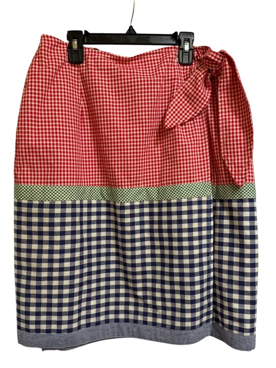 barbara gerwit Dresses & Skirts - Barbara Gerwit Vintage 80s Red White & Blue Gingham Wrap Skirt Cotton Medium
